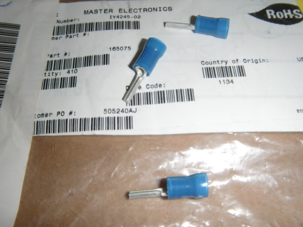165075 Stiftkabelschuh Cu verz. 1,5qmm / 16…14 AWG, blau isoliert (100 Stück)